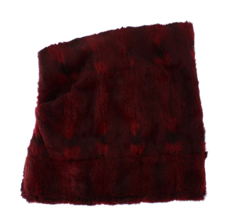 Dolce &Gabbana Bordeaux Hamster Bont Gehaakte Capuchon Sjaal Hoed