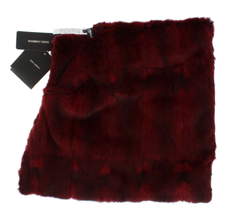 Dolce &Gabbana Bordeaux Hamster Bont Gehaakte Capuchon Sjaal Hoed