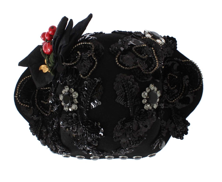 Dolce &Gabbana Black Crystal Gold Cherries Broche Hoed