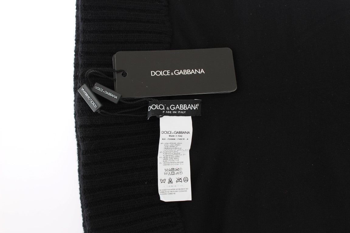 Dolce &Gabbana Zwart Gebreide Pailletten Hood Sjaal Hoed