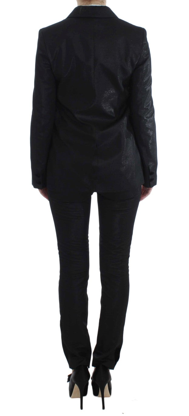 Exte Black One Button Three Piece Suit