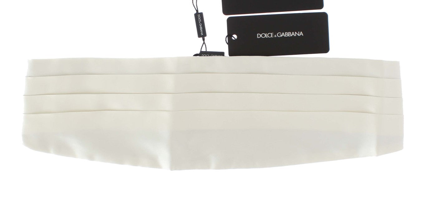 Dolce &Gabbana Witte Brede Riem Zijde Cummerbund