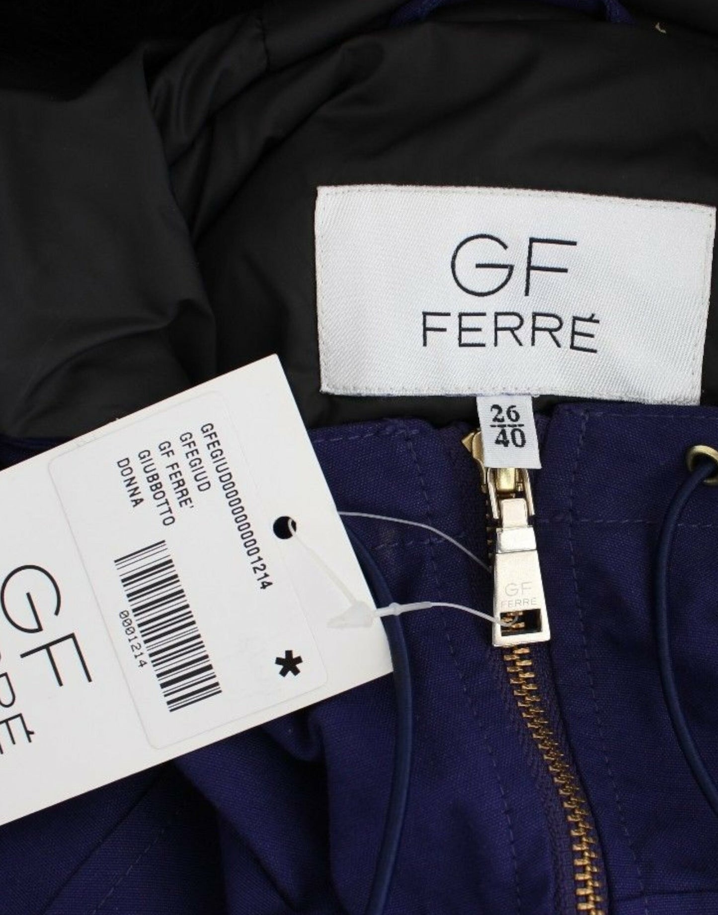 GF Ferre Blue Padded Jacket Hooded Short K-Way