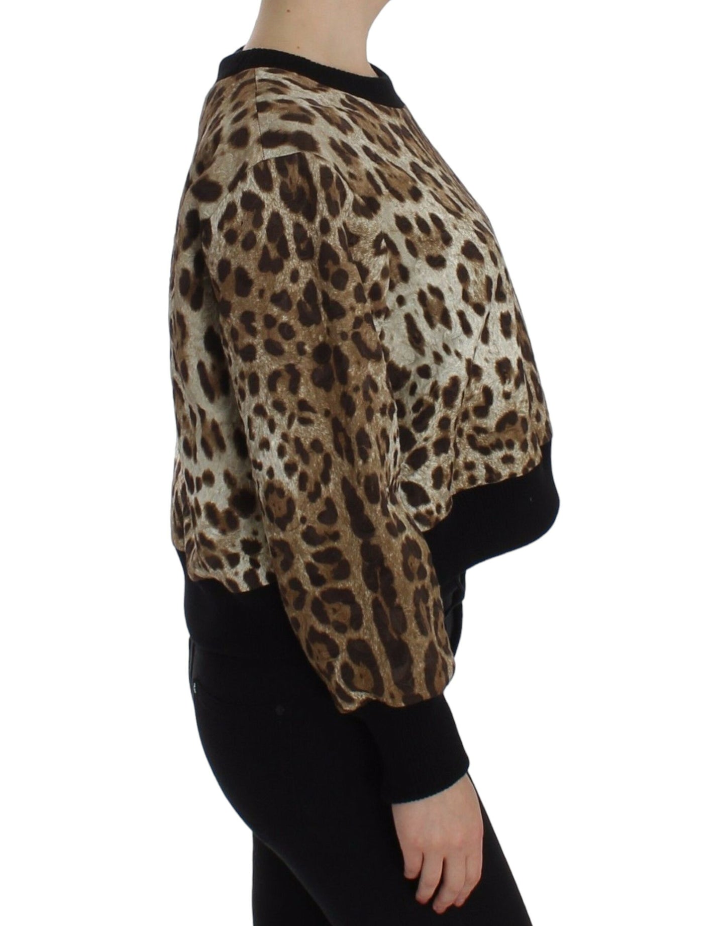 Dolce & Gabbana Leopard Print Crewneck Short Sweater