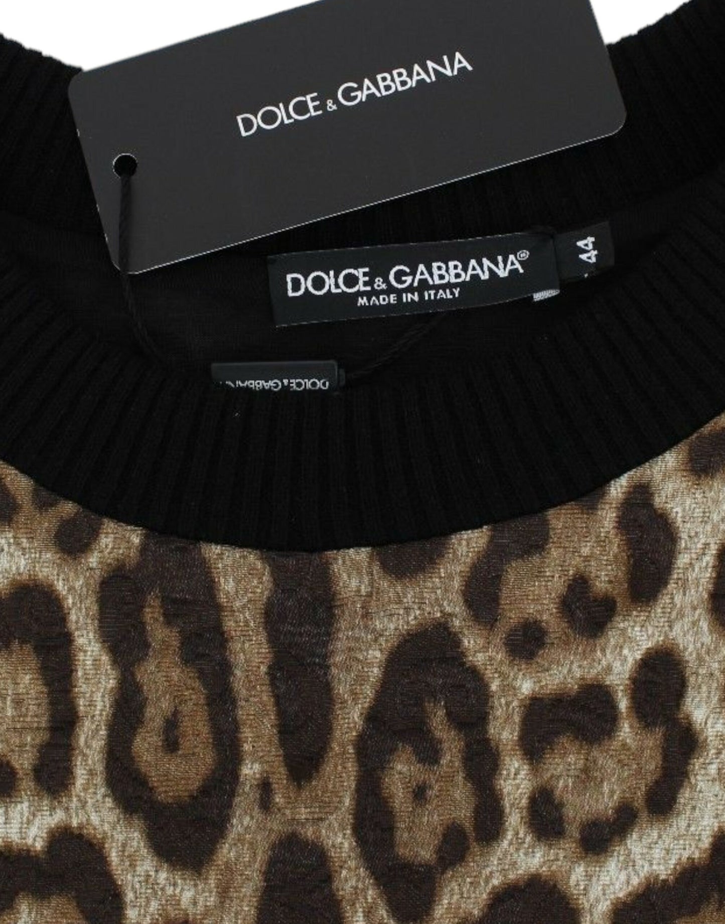 Dolce & Gabbana Leopard Print Crewneck Short Sweater