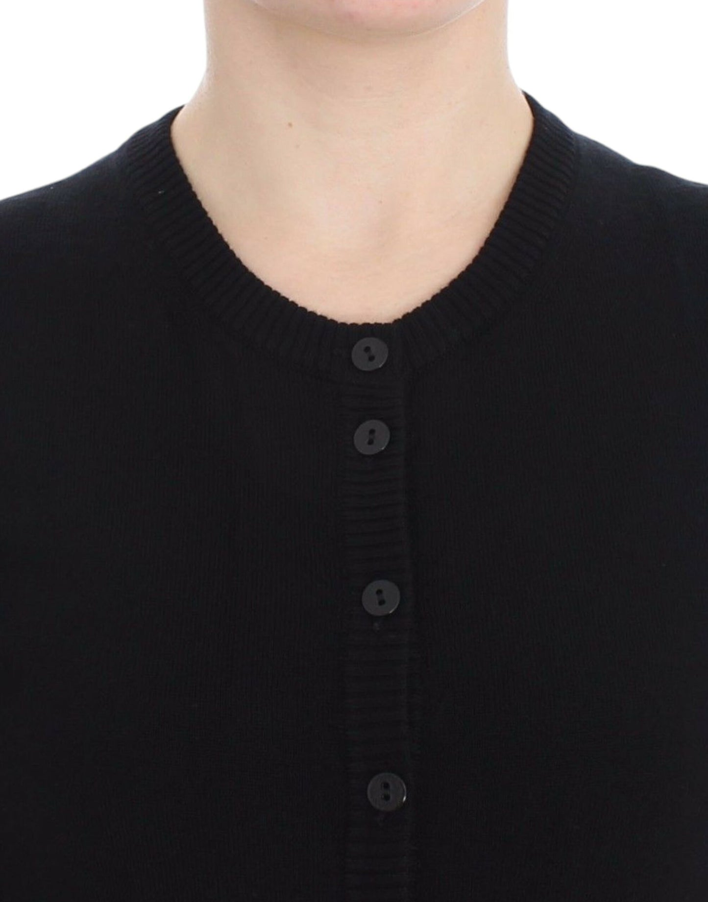 Dolce & Gabbana Black Wool Button Cardigan Sweater Top