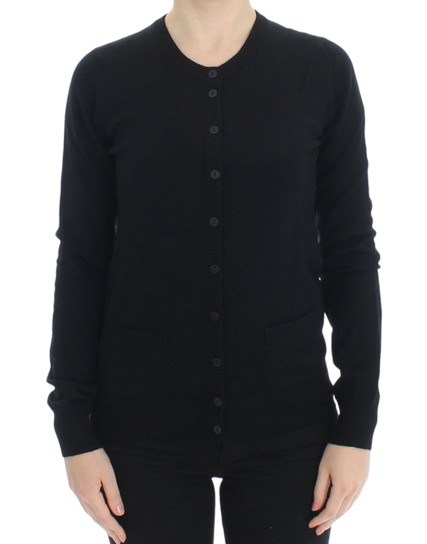 Dolce & Gabbana Black Wool Button Cardigan Sweater Top