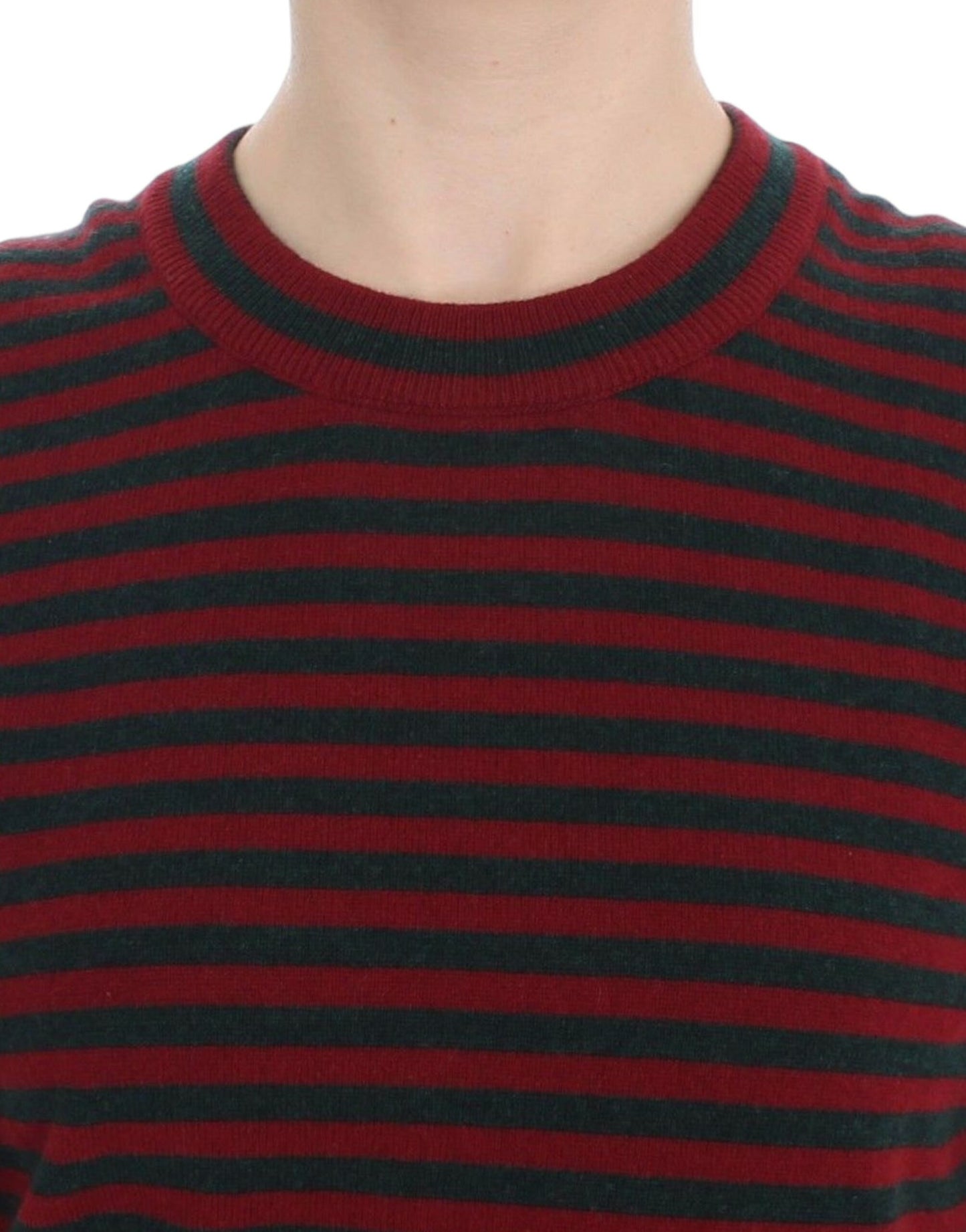 Dolce & Gabbana Red Gray Cashmere Short Sleeve Sweater