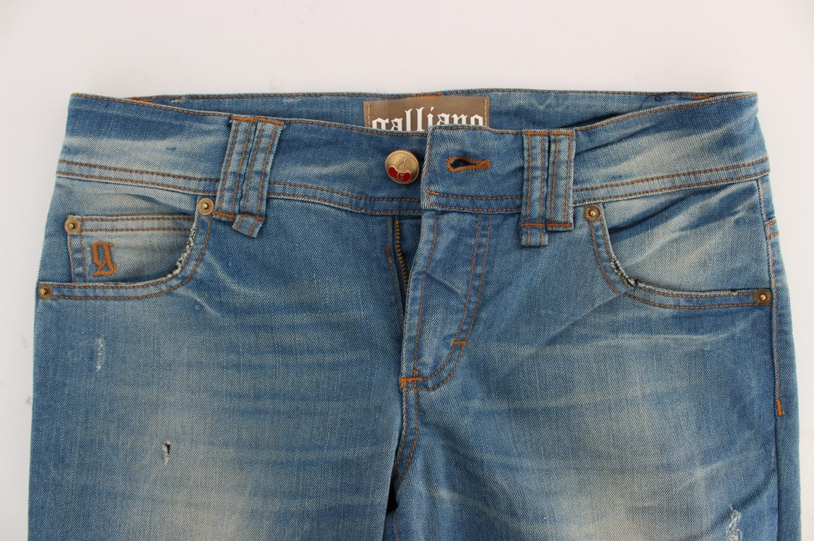 John Galliano Sleek Blue Slim Fit Designer Jeans