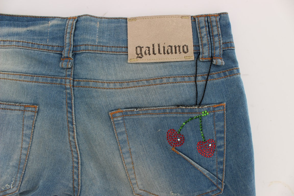 John Galliano Sleek Blue Slim Fit Designer Jeans