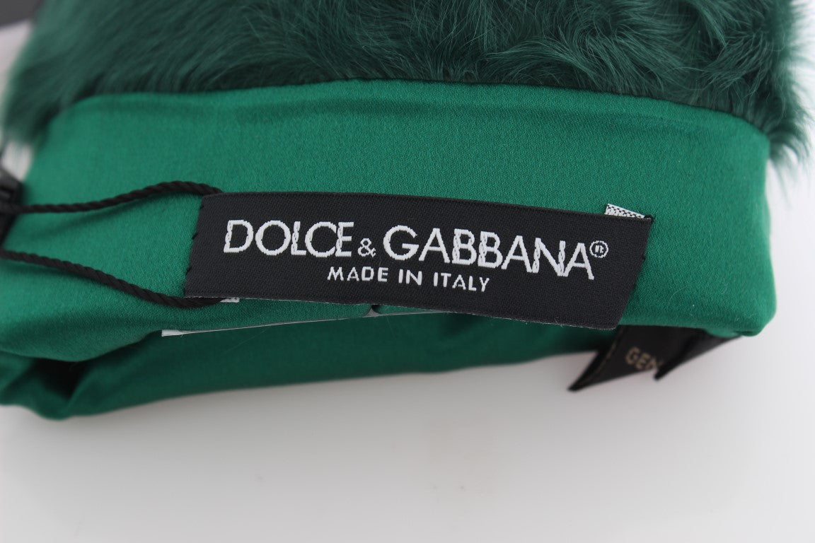 Dolce &Gabbana Groen Lederen Xiangao Bont Elleboog Handschoenen