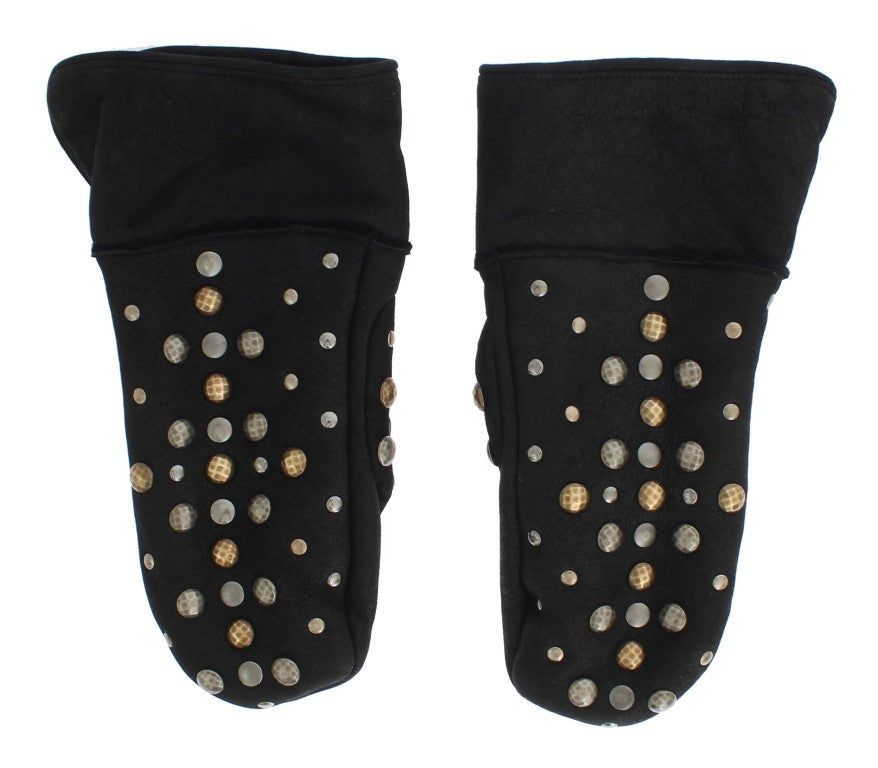 Dolce &Gabbana Grijze Wol Shearling Studded Handschoenen