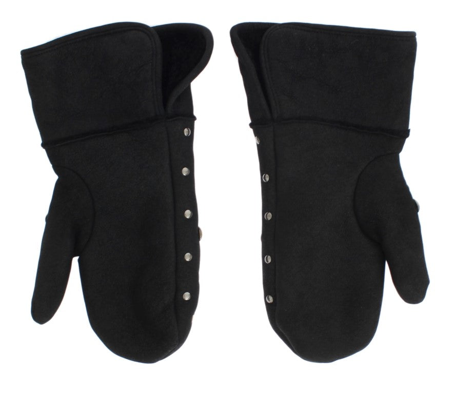 Dolce &Gabbana Grijze Wol Shearling Studded Handschoenen