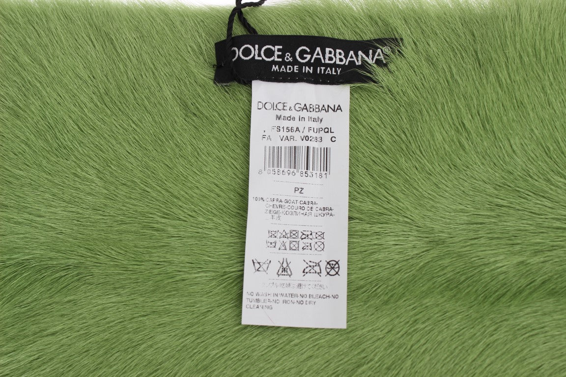 Dolce &Gabbana Groene Geitenbont Lange Sjaal