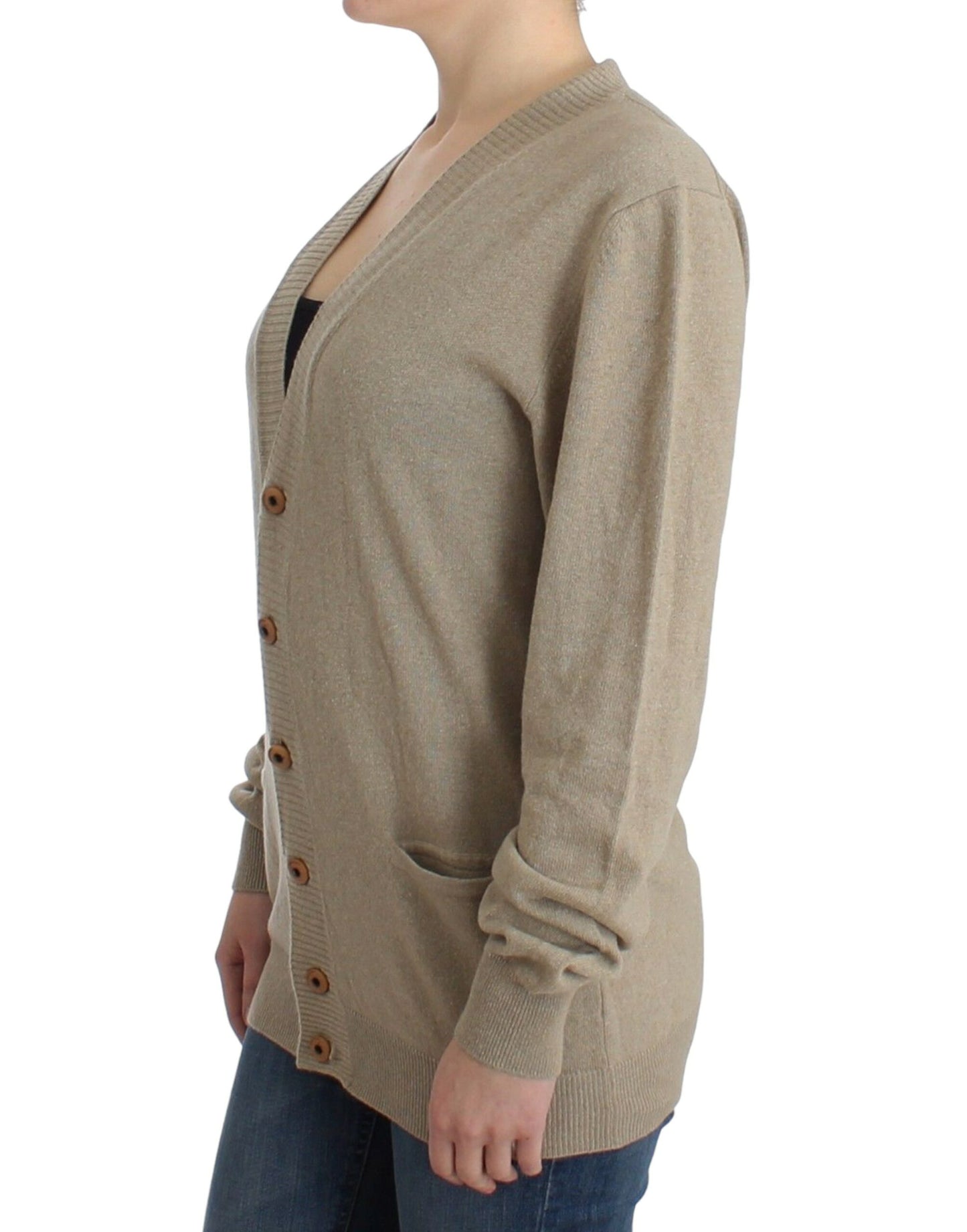 Ermanno Scervino Beige Cardigan Wool Cashmere Sweater Knit