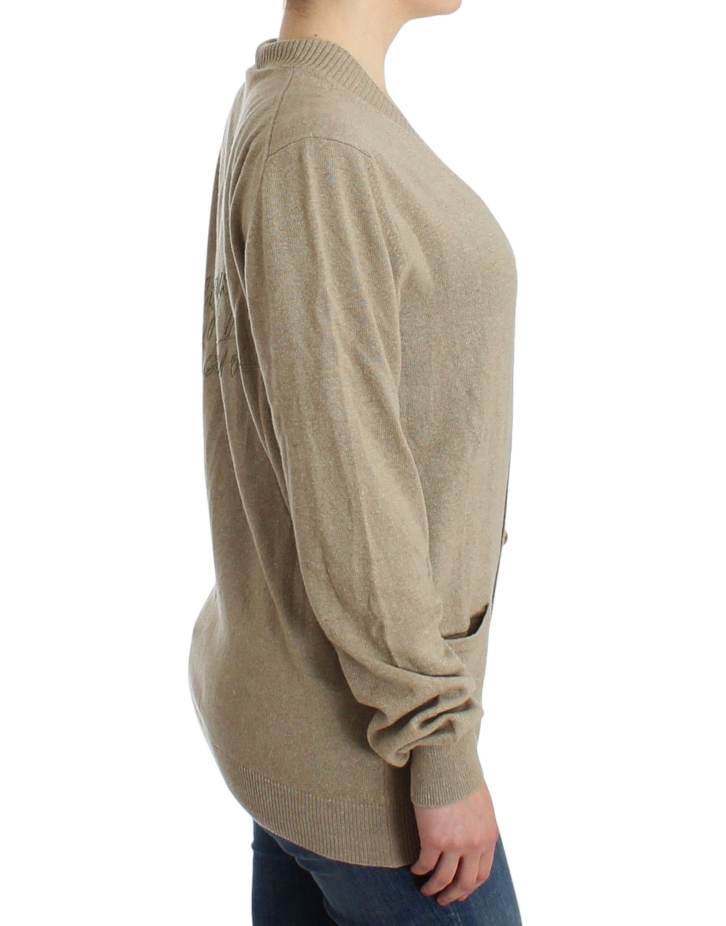 Ermanno Scervino Beige Cardigan Wool Cashmere Sweater Knit