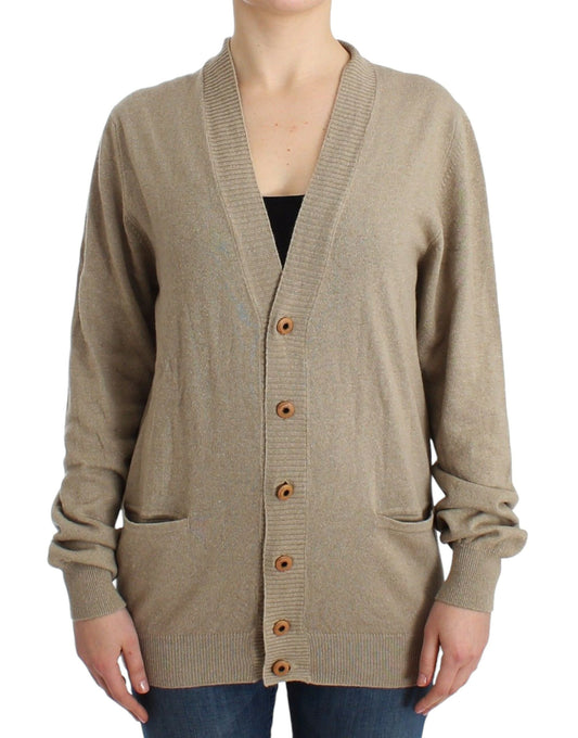 Ermanno Scervino Beige Cardigan Wool Cashmere Sweater Knit