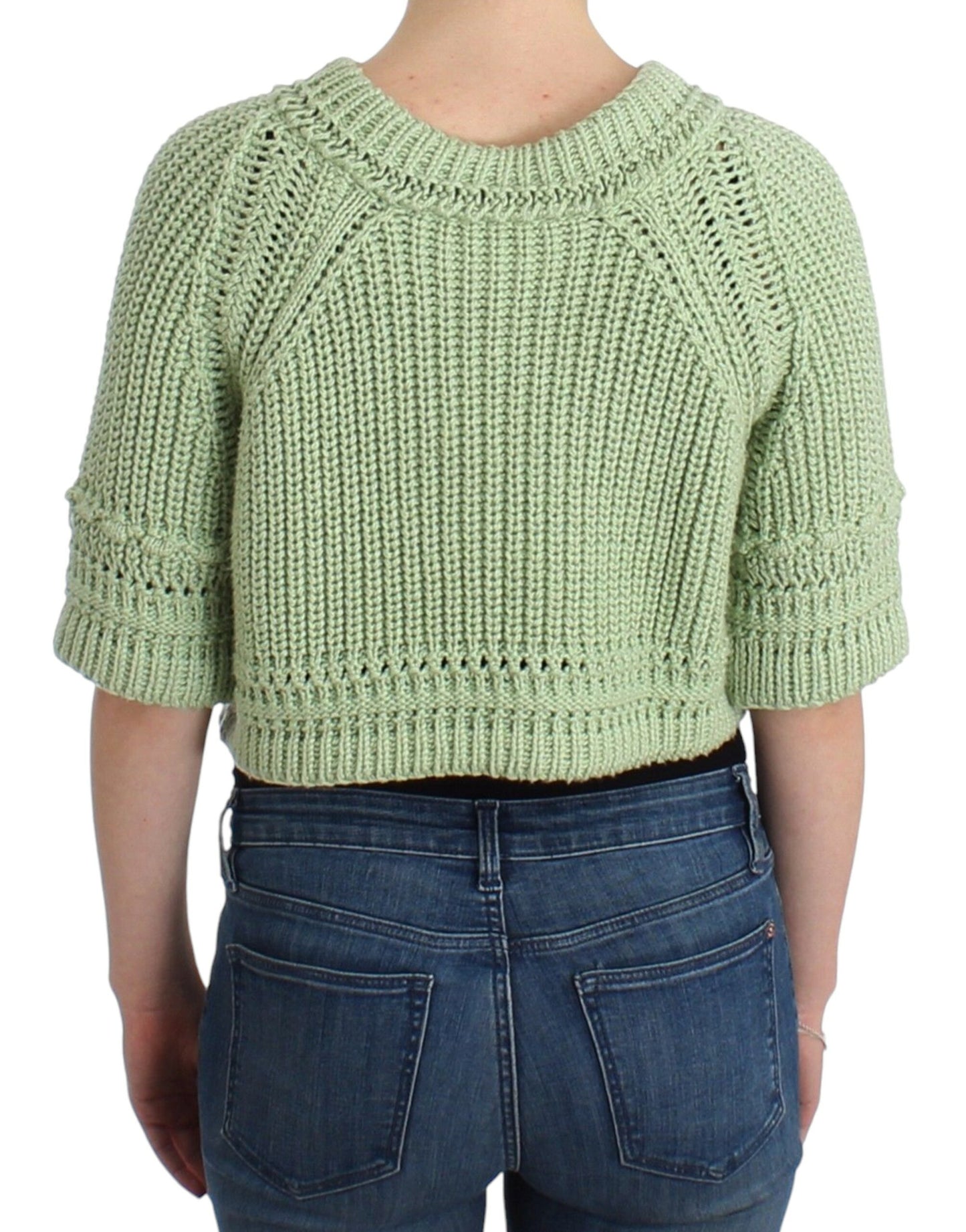 Ermanno Scervino Green Cropped Knit Sweater Knitted Jumper