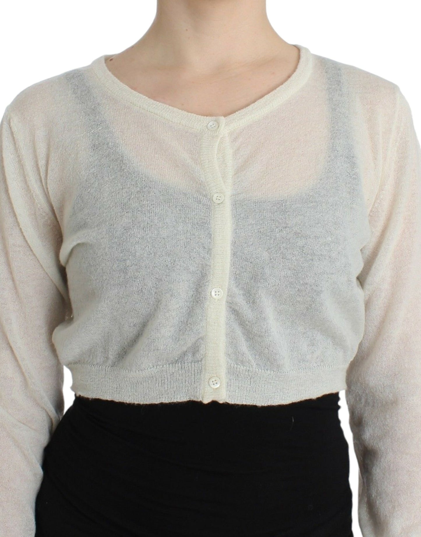 Ermanno Scervino Lingerie Knit Cropped Wool Sweater Cardigan