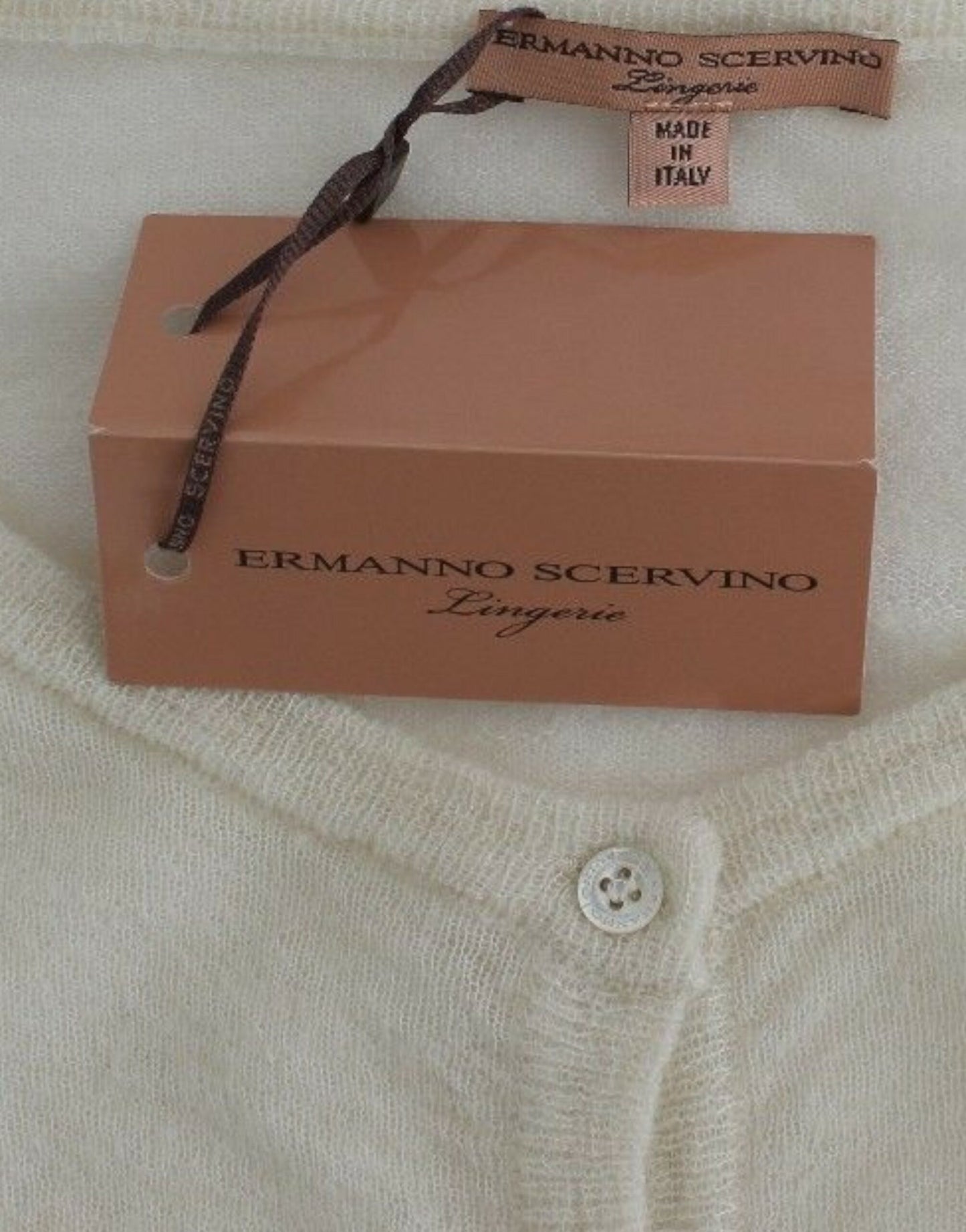 Ermanno Scervino Lingerie Knit Cropped Wool Sweater Cardigan