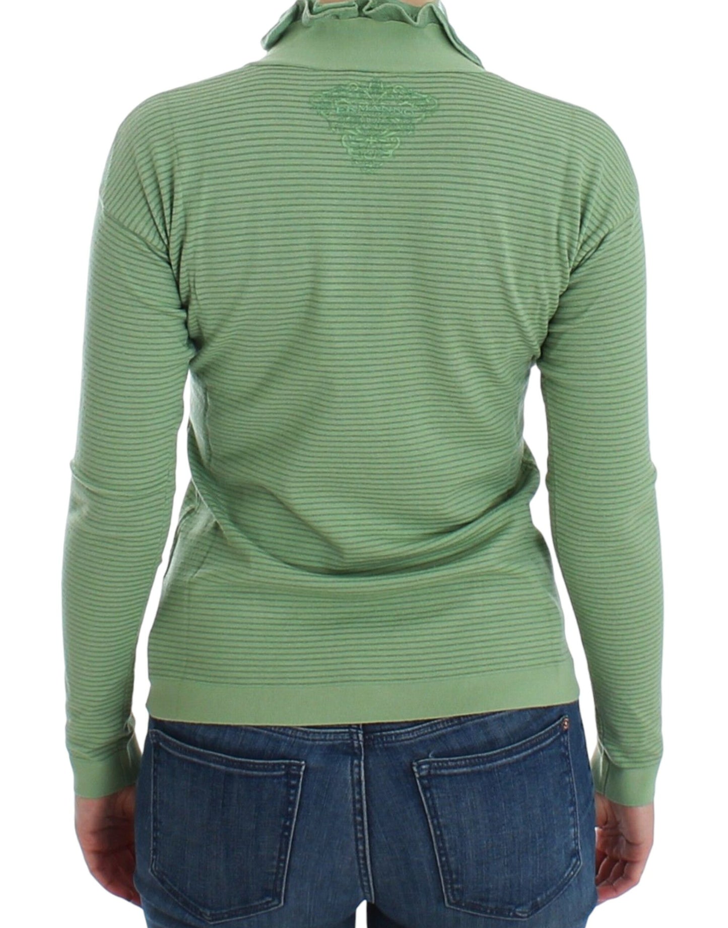 Ermanno Scervino Green Wool Blend Striped Long Sleeve Sweater