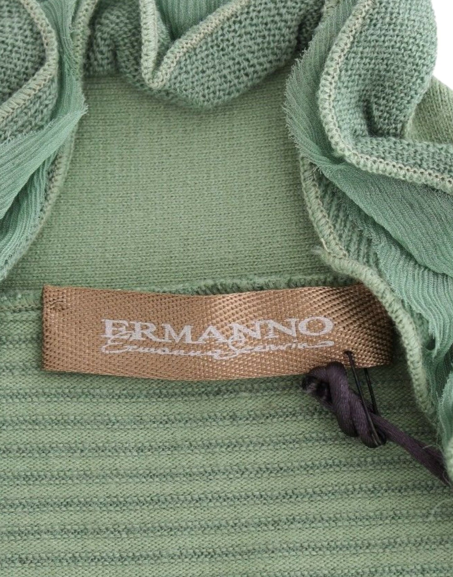 Ermanno Scervino Green Wool Blend Striped Long Sleeve Sweater