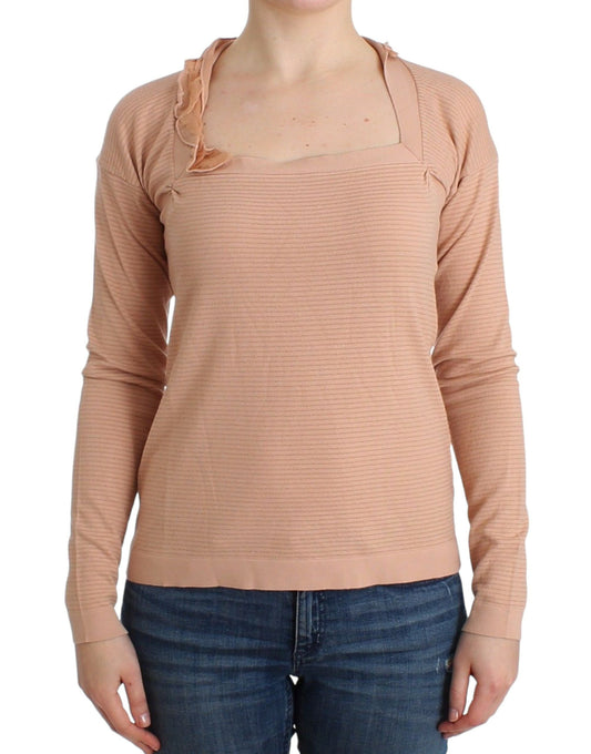 Ermanno Scervino Orange Wool Blend Striped Long Sleeve Top