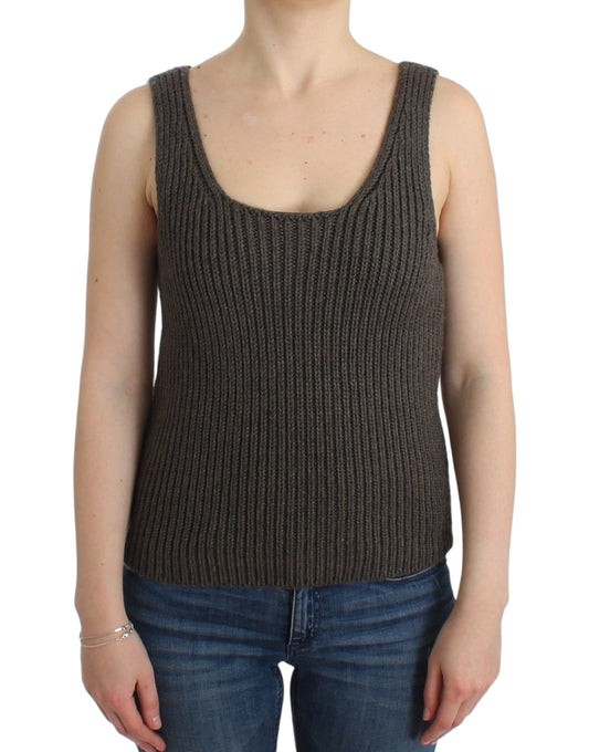 Ermanno Scervino Gray Knit Top Knitted Sweater Merino Wool