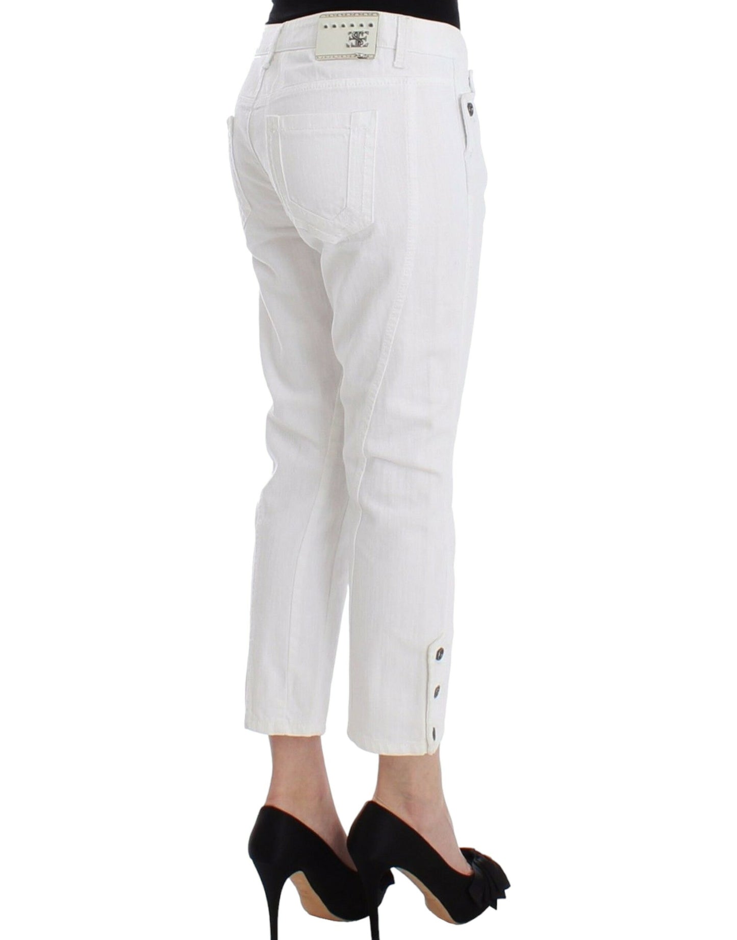 Ermanno Scervino White Cropped Jeans Denim Pants Branded Capri