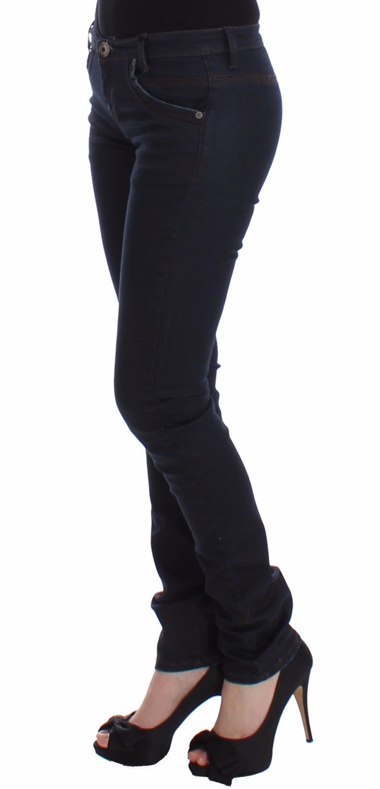 Ermanno Scervino Chic Dark Blue Slim Jeans for Elegant Style