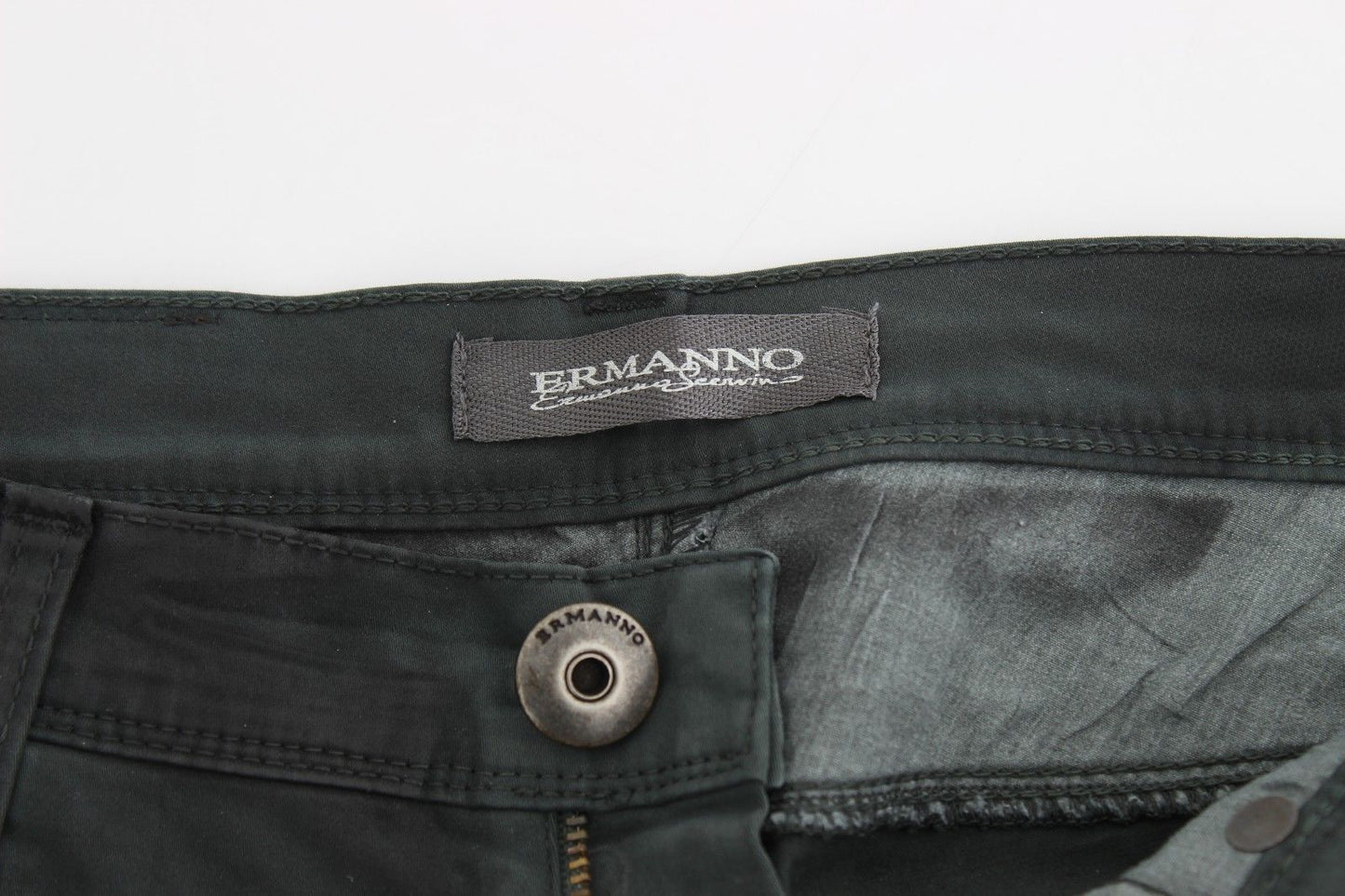 Ermanno Scervino Elegant Dark Green Slim Fit Jeans