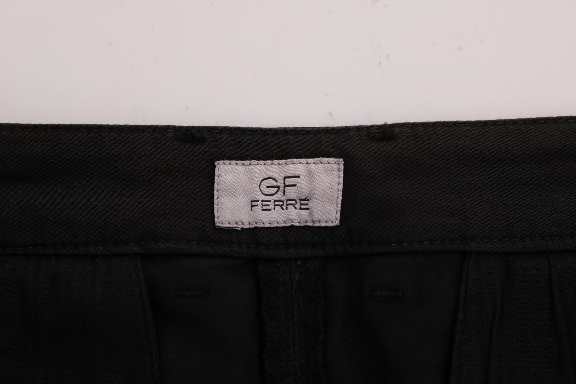 GF Ferre Elegant Slim Fit Black Cotton Trousers