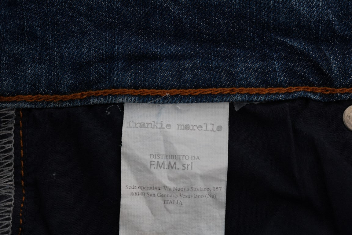 Frankie Morello Blue Wash Torn Dunfermile Slim Fit Jeans