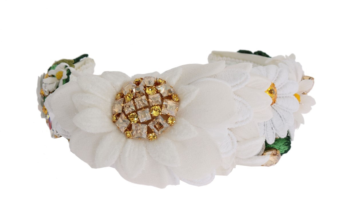 Dolce &Gabbana Geel Wit Zonnebloem Kristal Hoofdband