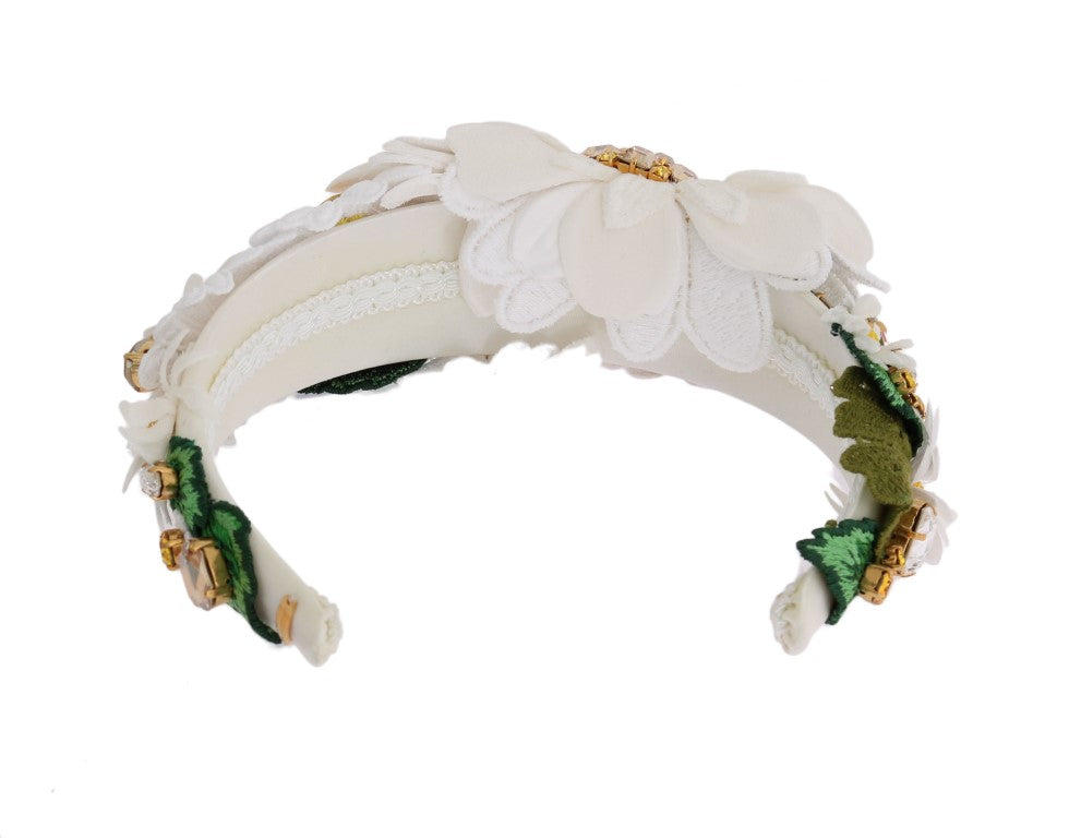 Dolce &Gabbana Geel Wit Zonnebloem Kristal Hoofdband