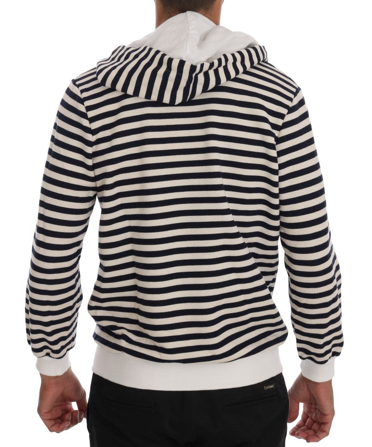 Daniele Alessandrini Elegant Full Zip Hooded Striped Sweater