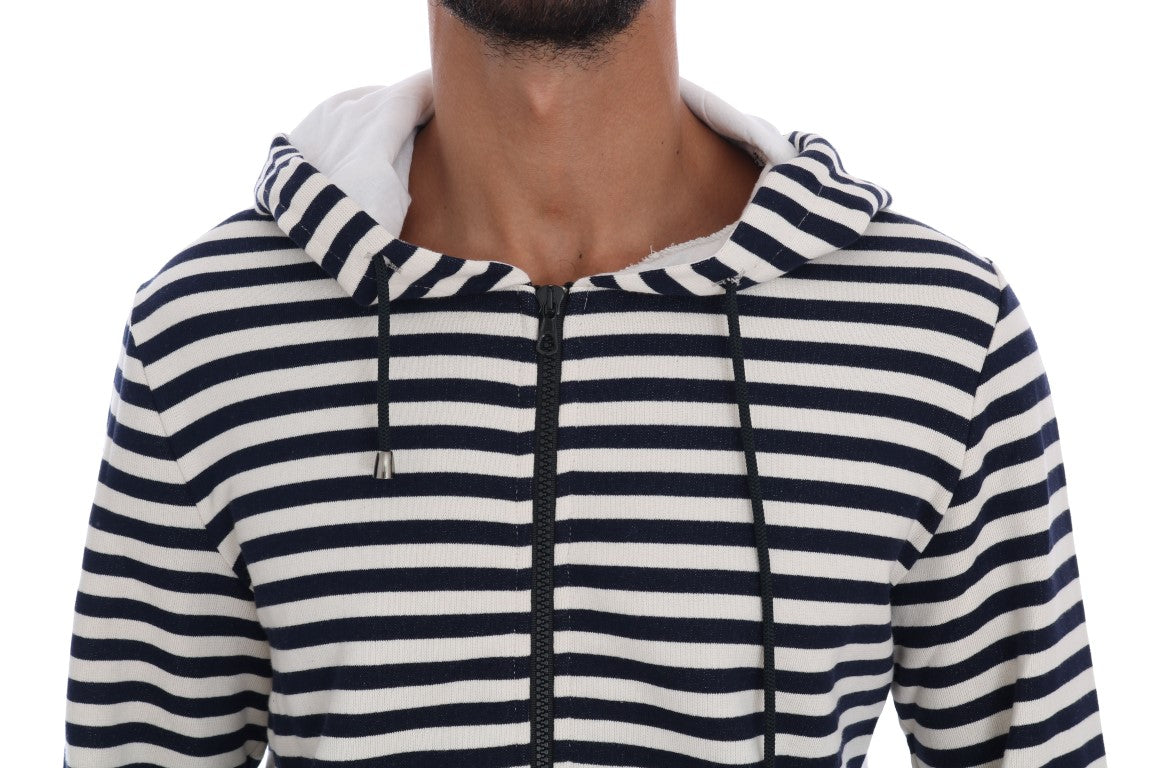 Daniele Alessandrini Elegant Full Zip Hooded Striped Sweater