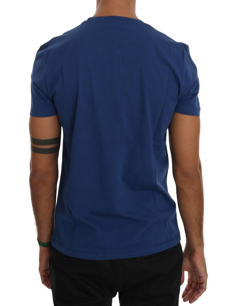 Frankie Morello Elegant Blue Crewneck Cotton Tee