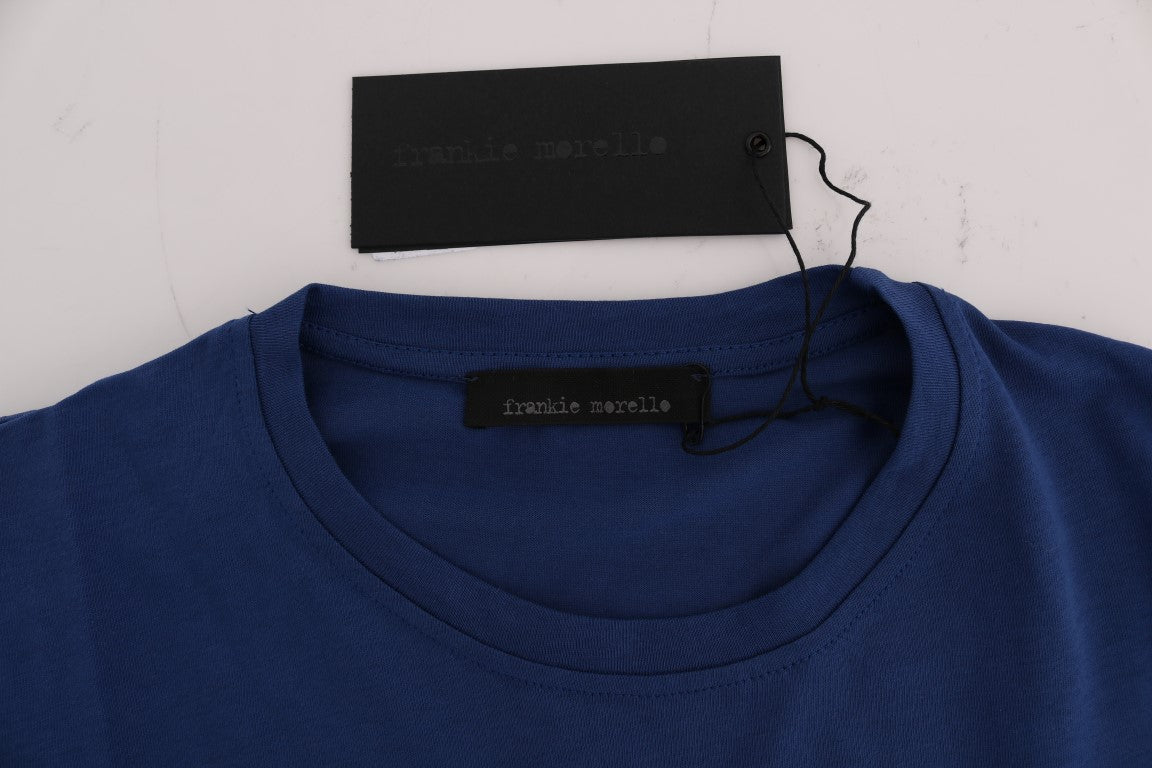 Frankie Morello Elegant Blue Crewneck Cotton Tee