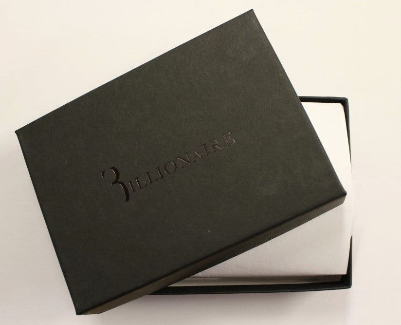 Billionaire Italian Couture Exquisite Black Leather Men's Wallet