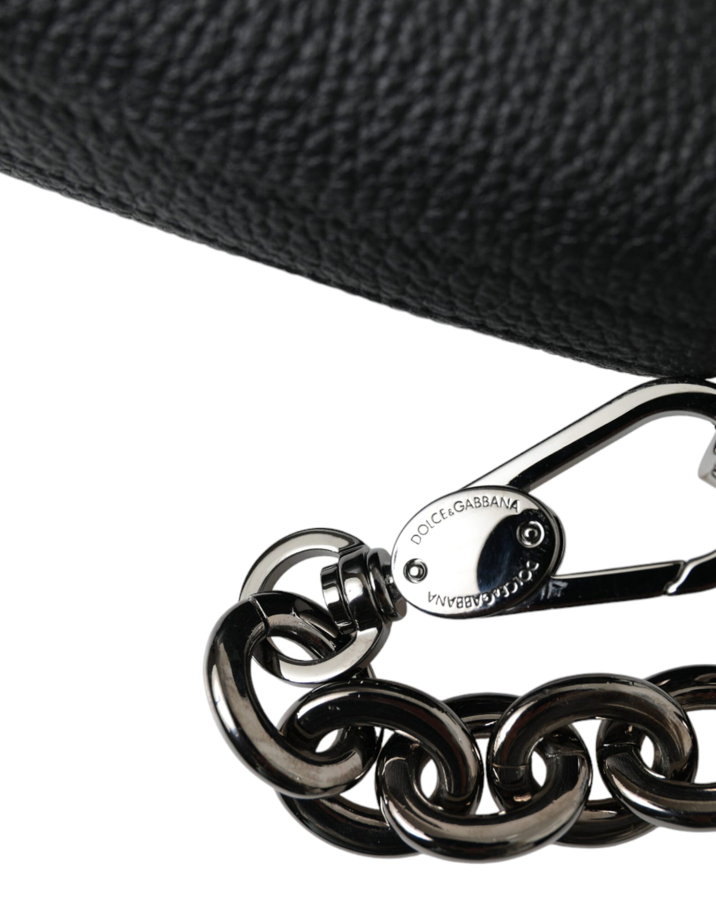 Dolce & Gabbana Black Leather Chain Strap Baguette Shoulder Bag