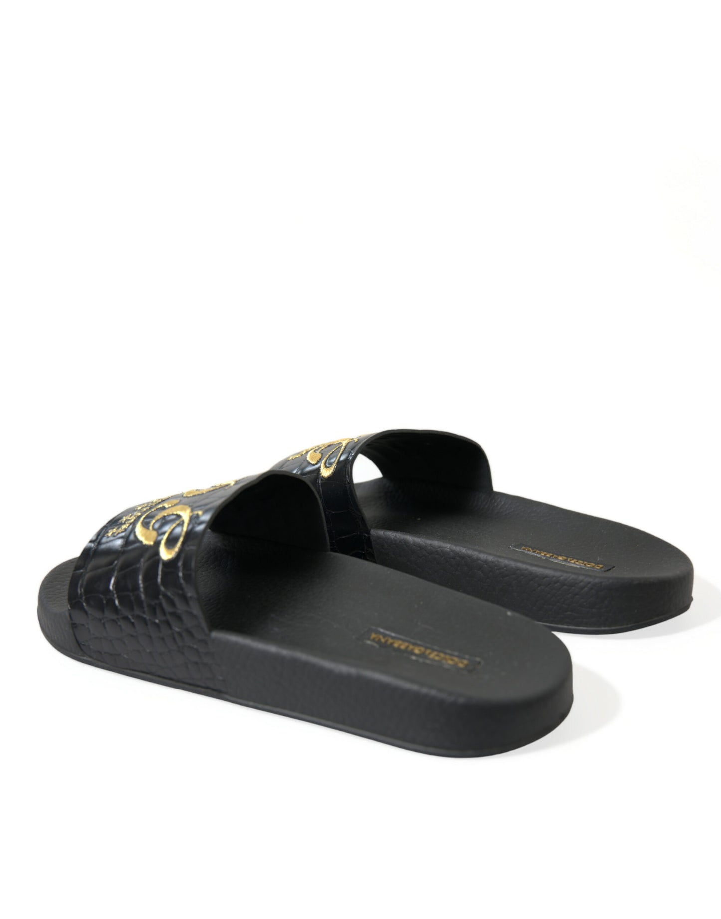 Dolce & Gabbana Black Luxury Hotel Beachwear Sandals Shoes