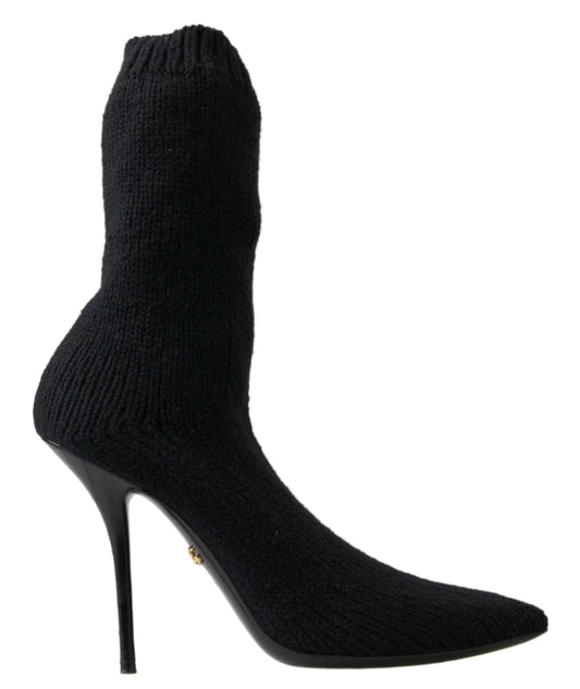 Dolce & Gabbana Elegant Black Viscose Mid-Calf Boots