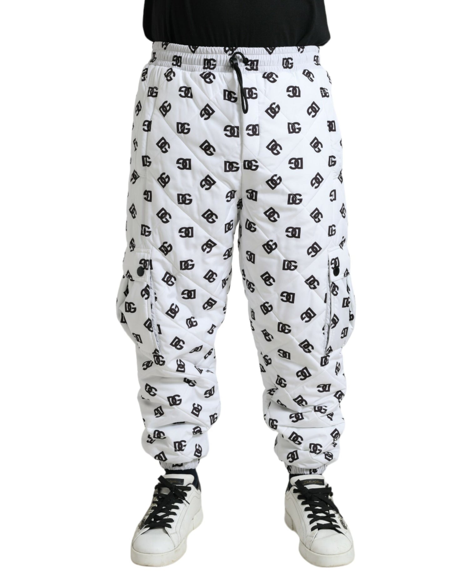 Dolce & Gabbana White Logo DG Print Men Jogger Sweatpants Pants