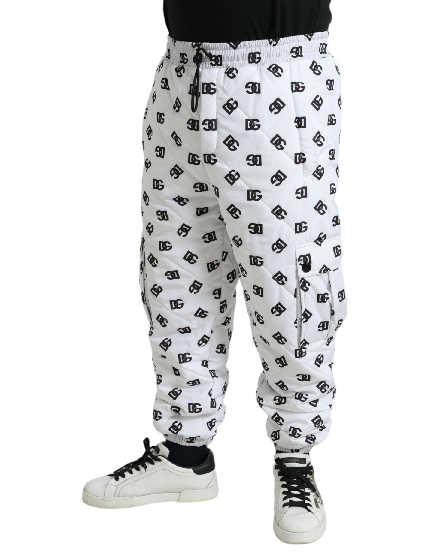 Dolce & Gabbana White Logo DG Print Men Jogger Sweatpants Pants