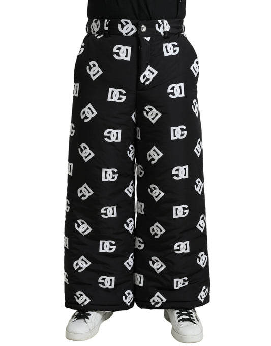 Dolce & Gabbana Black Logo DG Print Wide Leg Pants