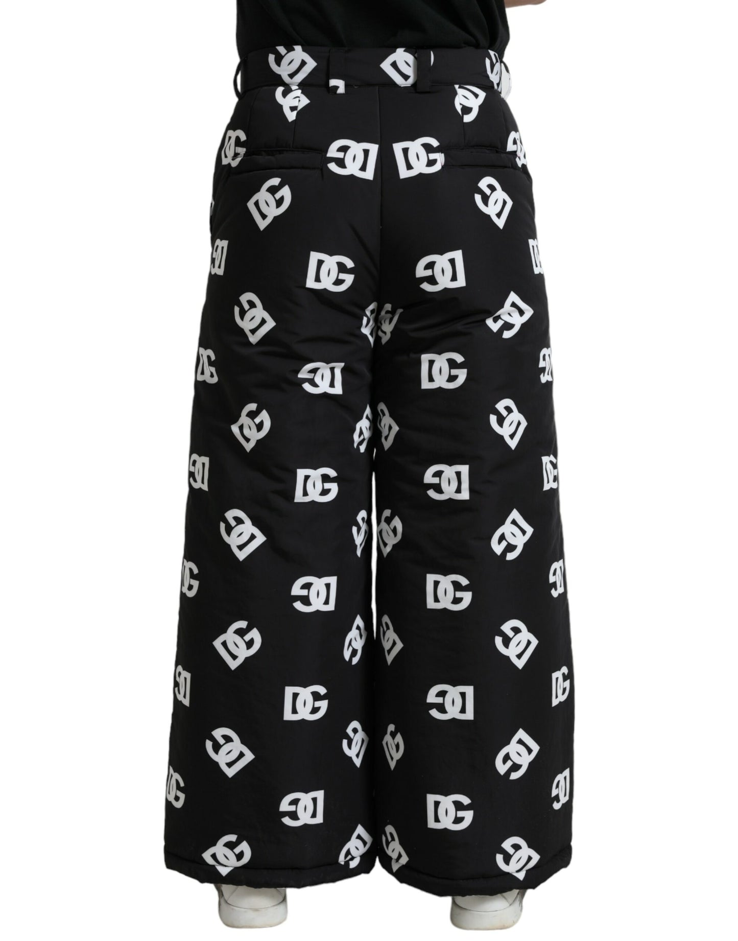 Dolce & Gabbana Black Logo DG Print Wide Leg Pants