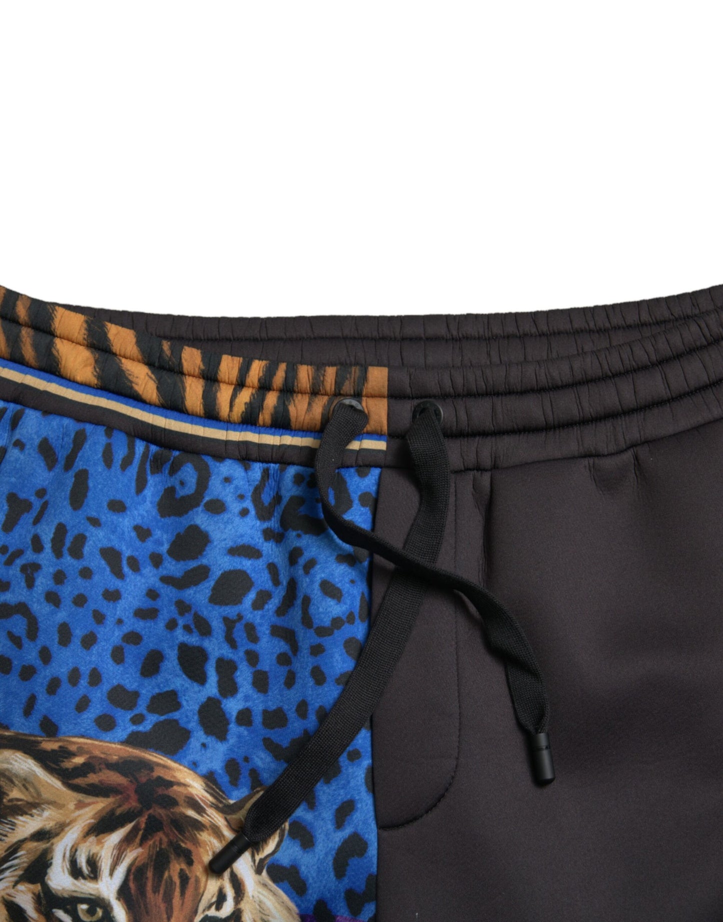 Dolce & Gabbana Black Blue Leopard Print Trouser Jogger Pants