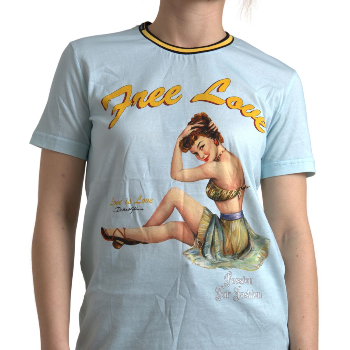 Dolce & Gabbana Elegant Light Blue Crew Neck T-Shirt