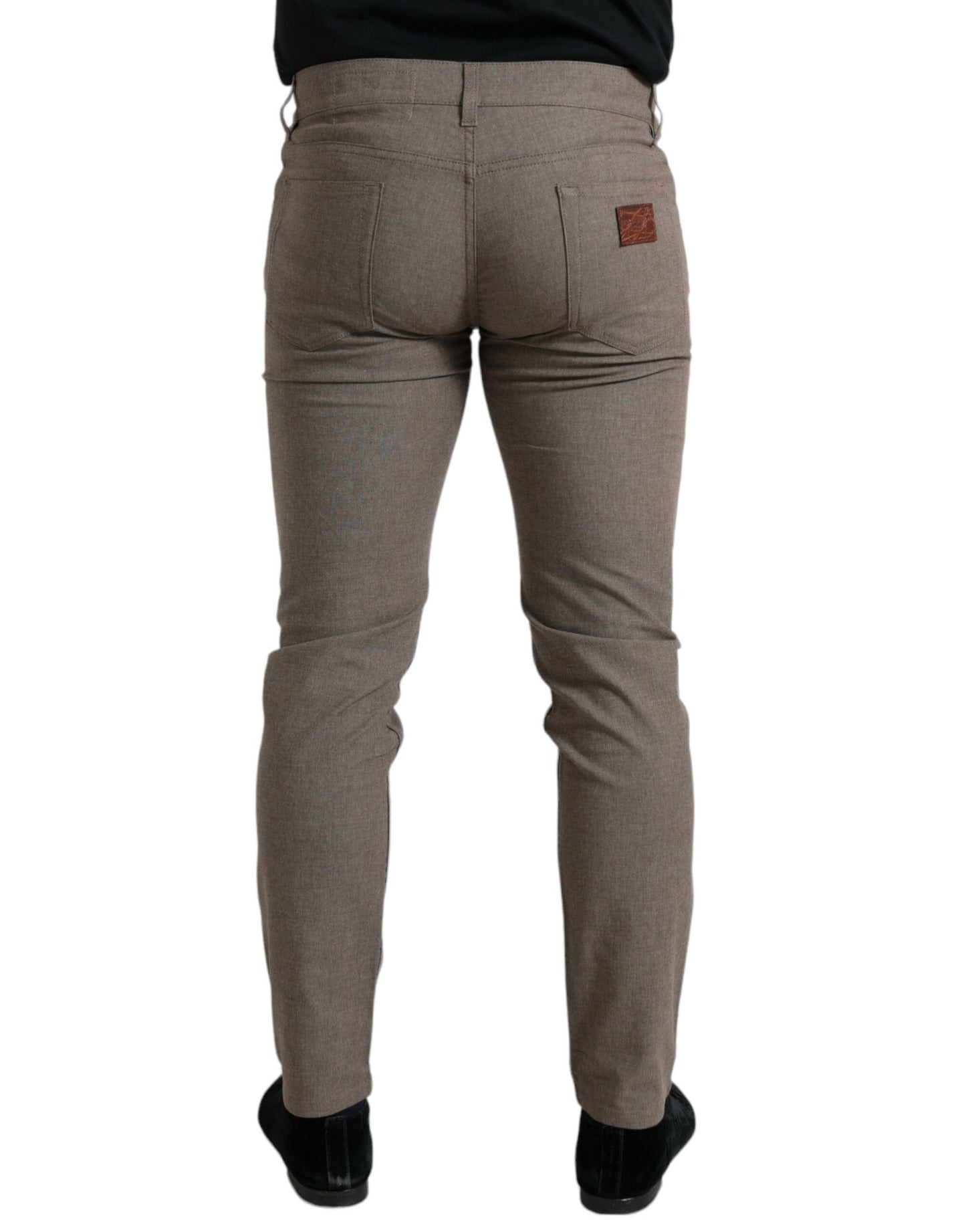 Dolce & Gabbana Brown Cotton Stretch Skinny Men Pants